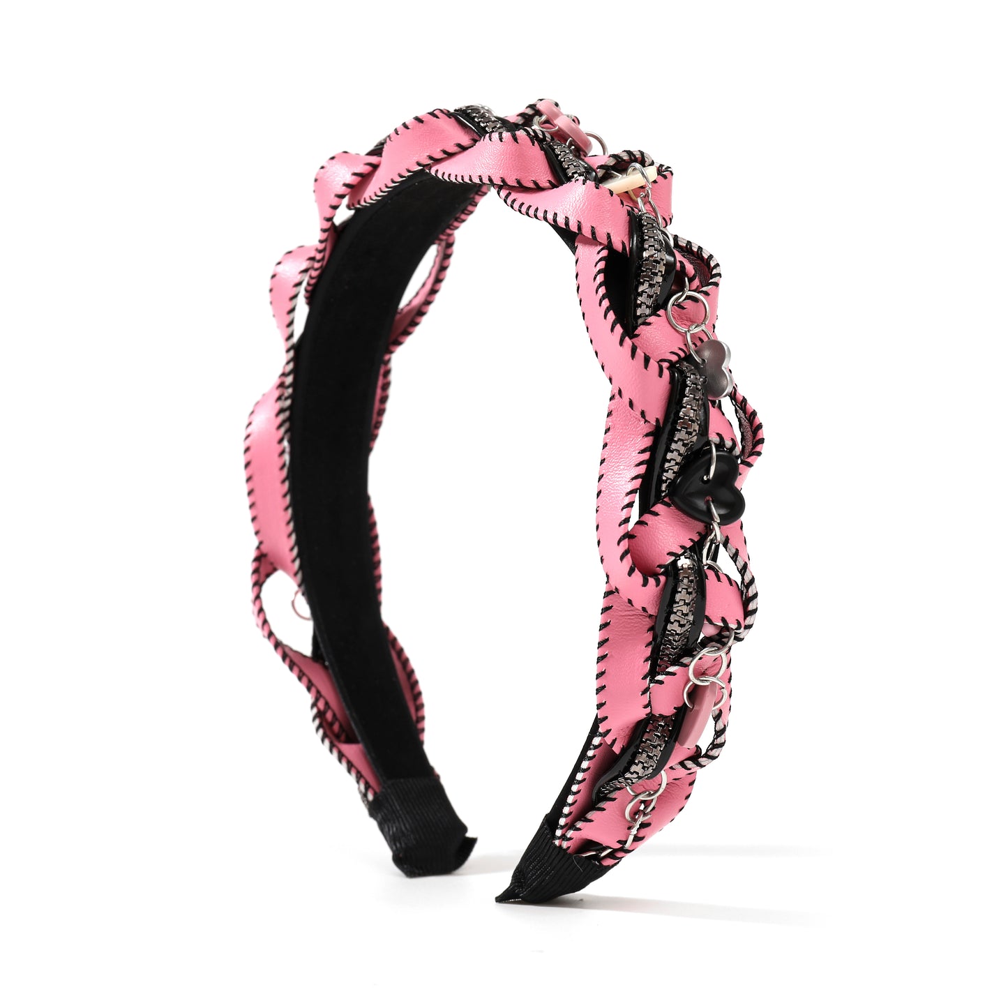 Pink Punk Leather Headband