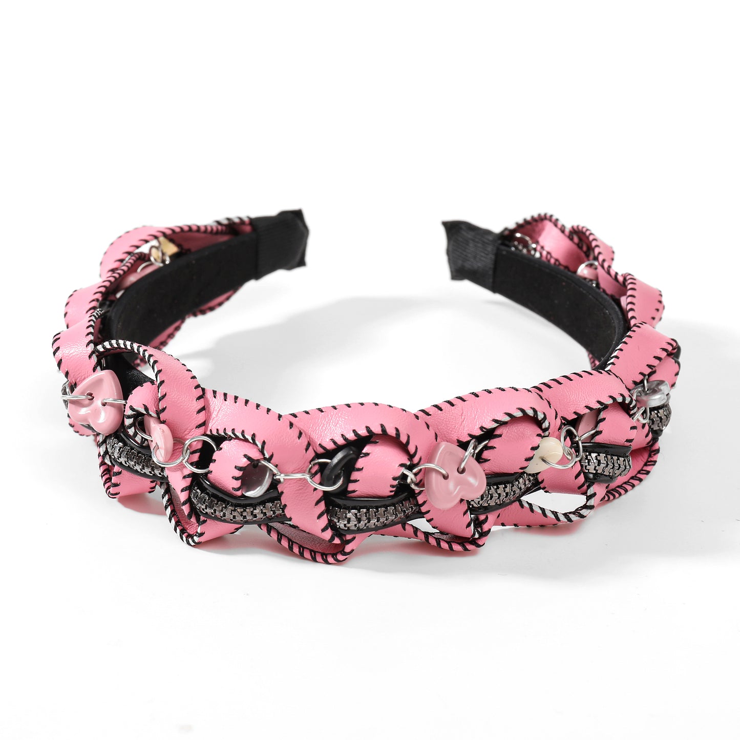 Pink Punk Leather Headband