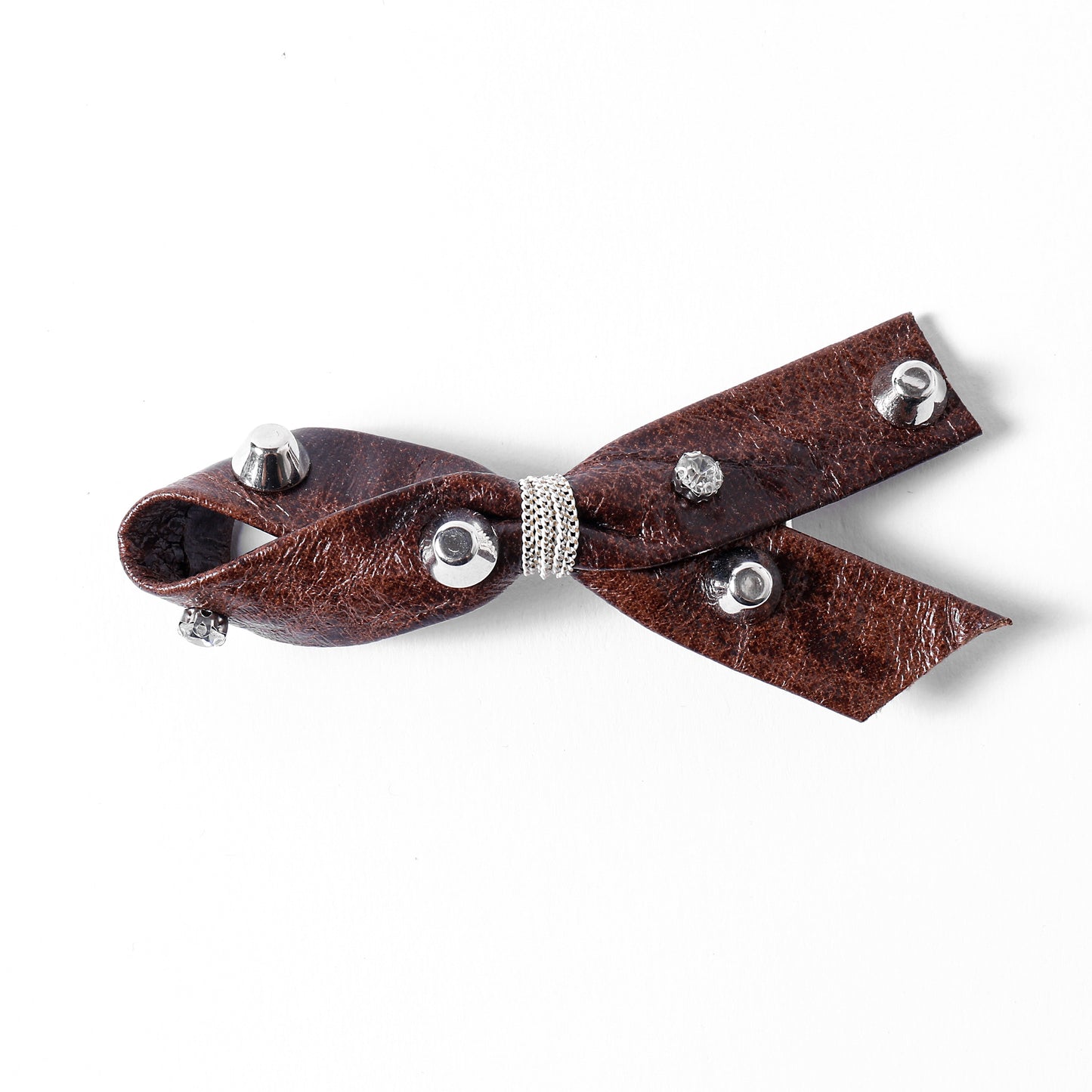 Vintage Studded Leather Bow Clip