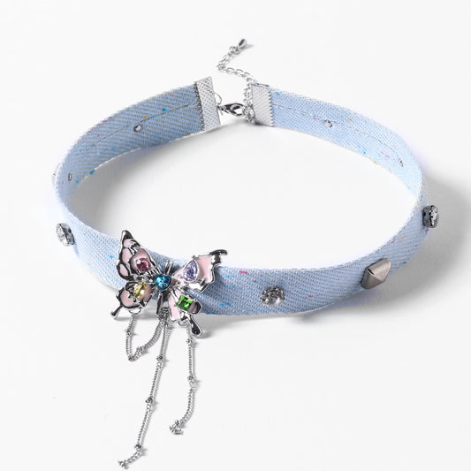 Butterfly Denim Choker