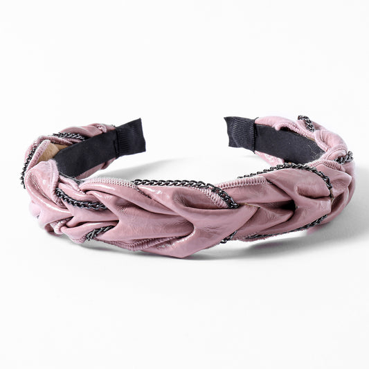 Pink Braided Leather Headband