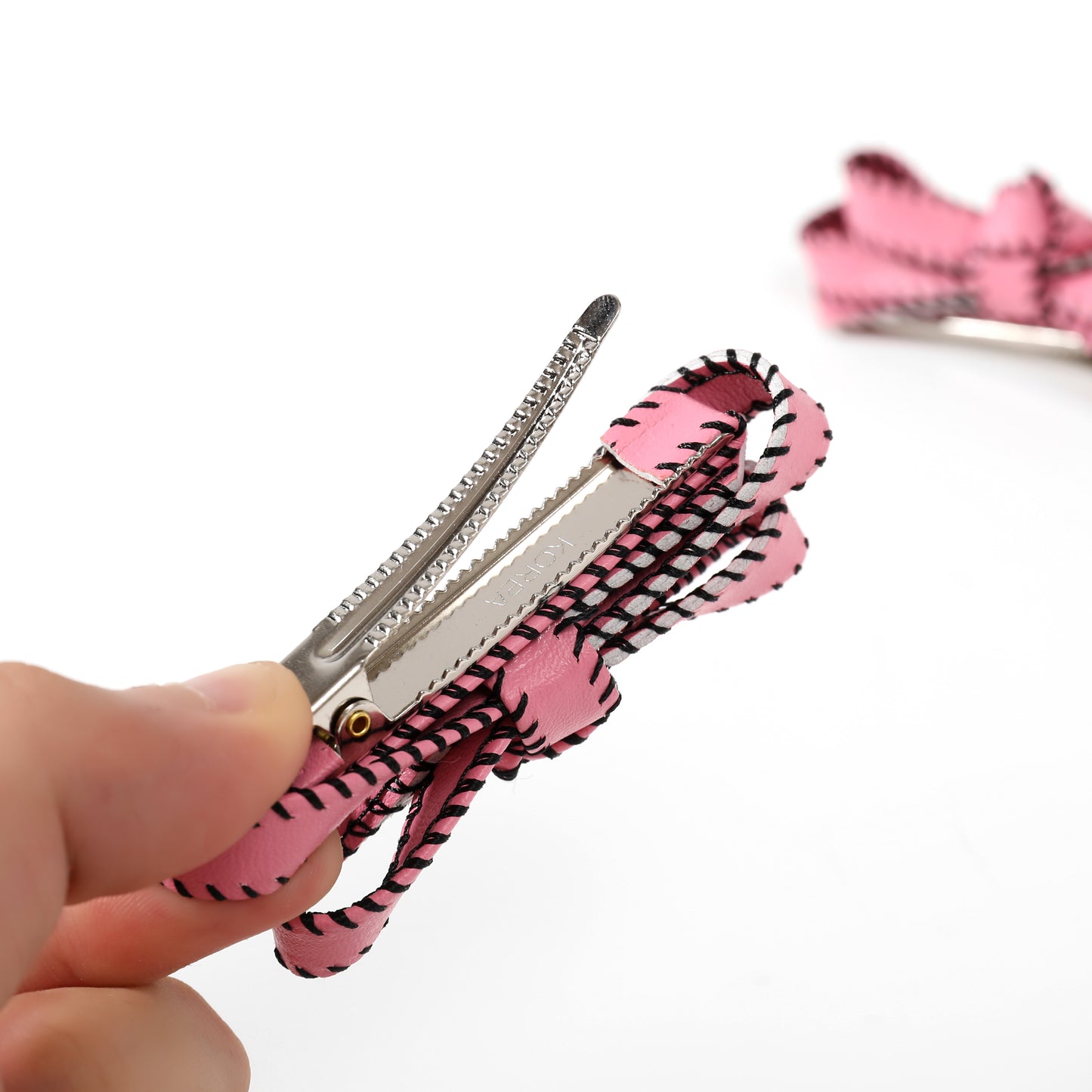 Pink Laced Bow Hair Clips