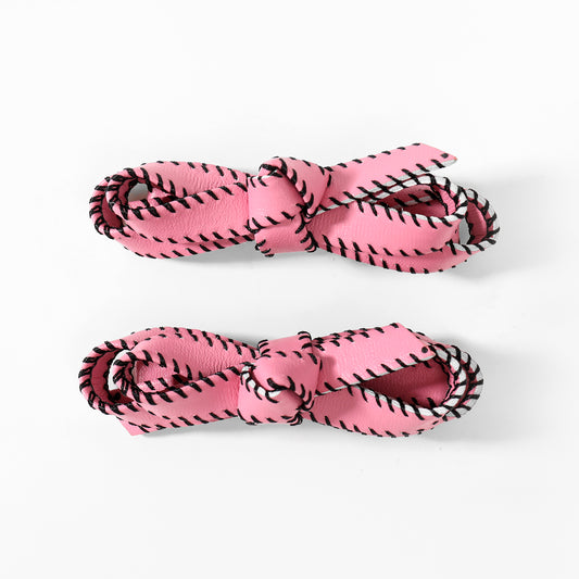 Pink Laced Bow Hair Clips