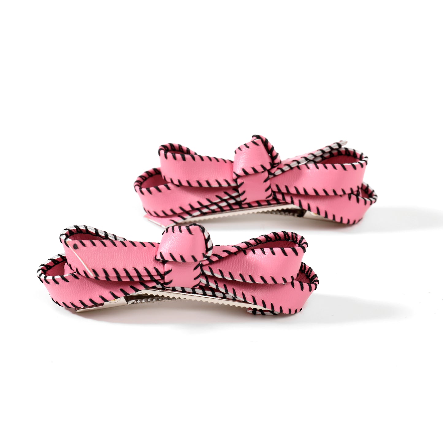 Pink Laced Bow Hair Clips